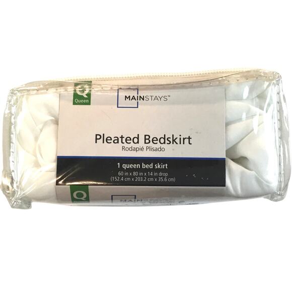 Queen Bed Skirt Pleated White 14" Drop Wrinkle Resist NWT - Picture 4 of 4